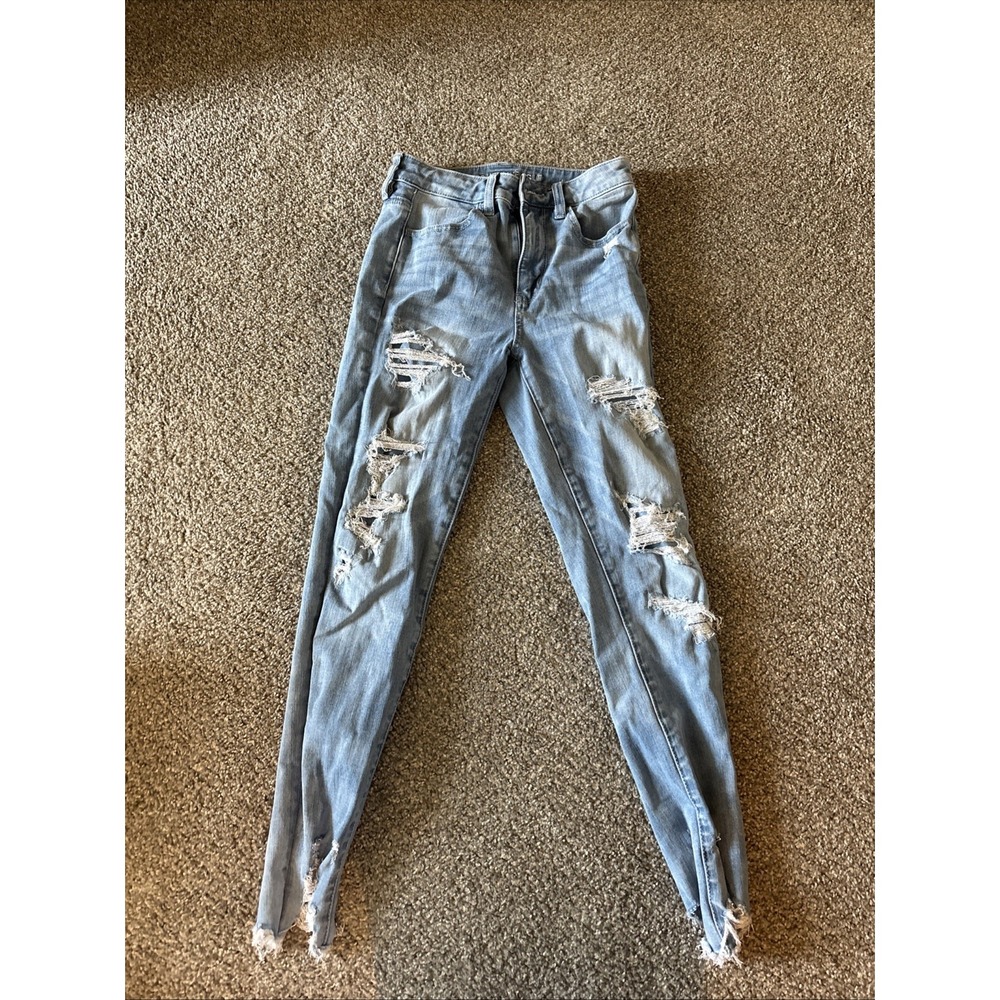 American Eagle Distressed High Rise Jeans Size 2 Short - Picture 1 of 5
